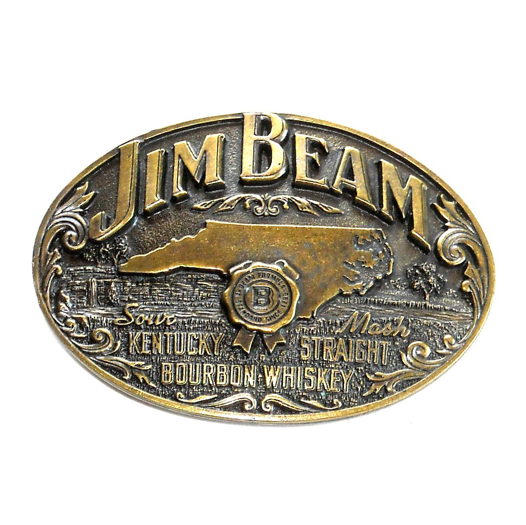 Jim Beam Bourbon Whiskey North Carolina Vintage Limited Edition Brass Belt Buckle