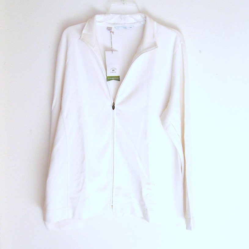 Cutter & Buck Misses Womens White Full Zip Sweater Plus Size XXL / TTG