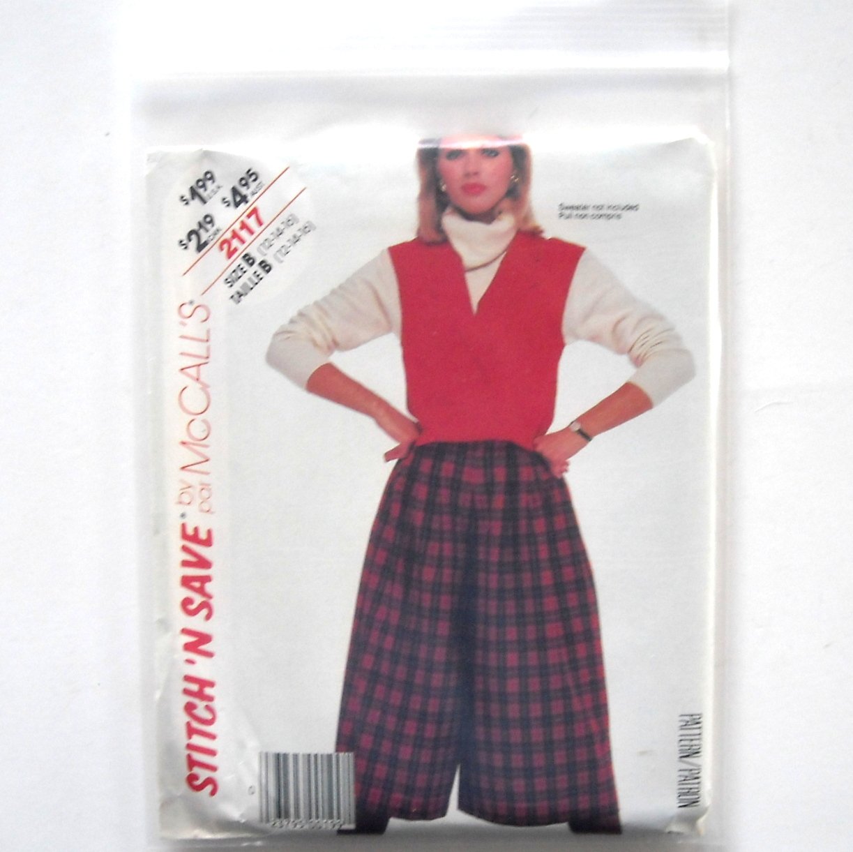 Misses Vest Culottes Size 12 - 16 Vintage McCalls Sewing Pattern 2117