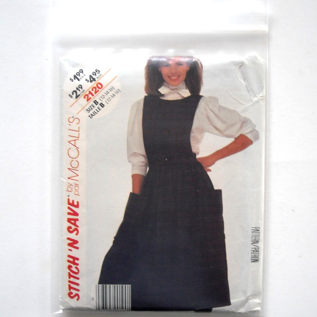 Misses Blouse Skirt Bib Size 12 - 16 Vintage McCalls Sewing Pattern 2120