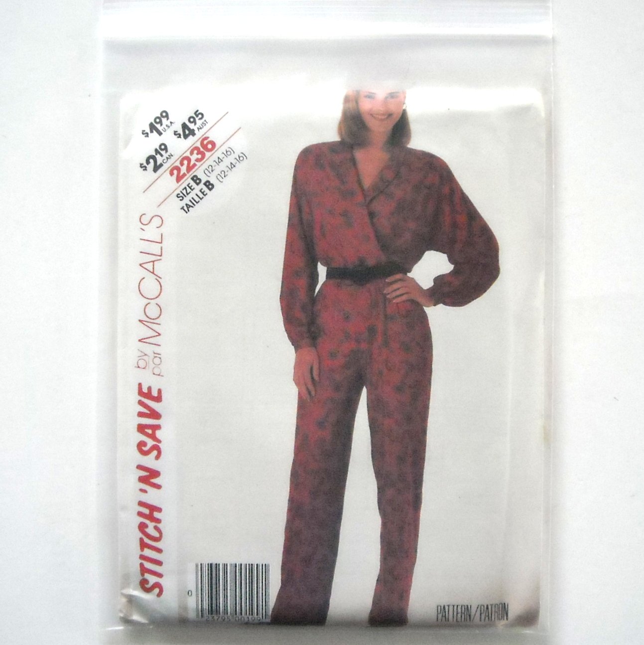 Misses Jumpsuit Size 12 - 16 Vintage McCalls Sewing Pattern 2236
