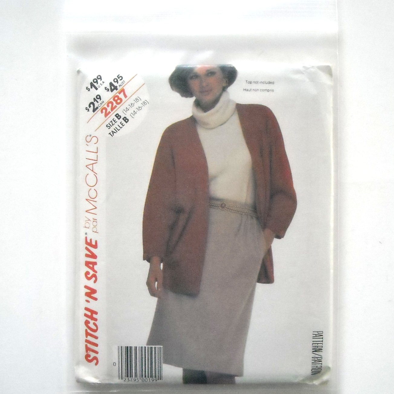 Misses Jacket Skirt Size 14 - 18 Vintage McCalls Sewing Pattern 2287