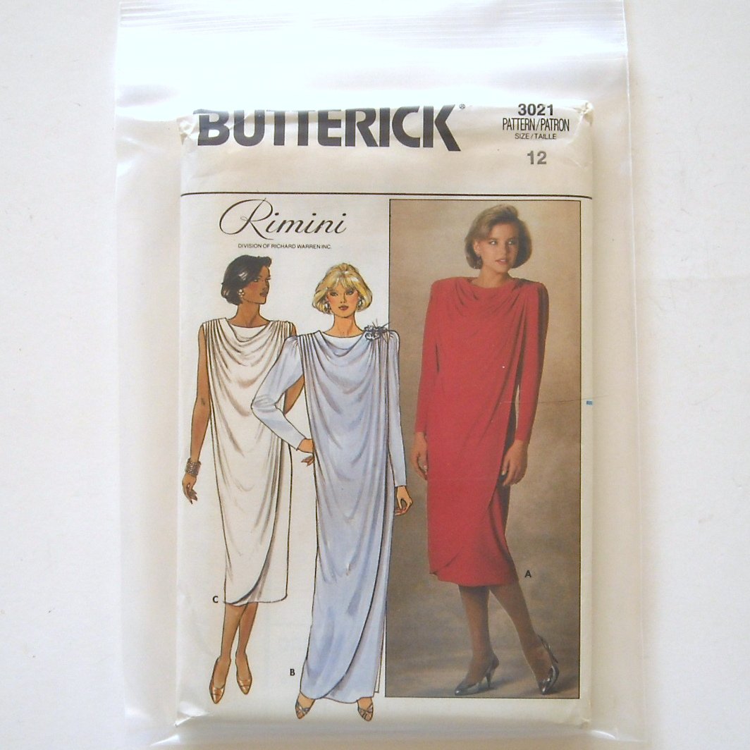 Misses Dress Size 12 Vintage Butterick Sewing Pattern 3021