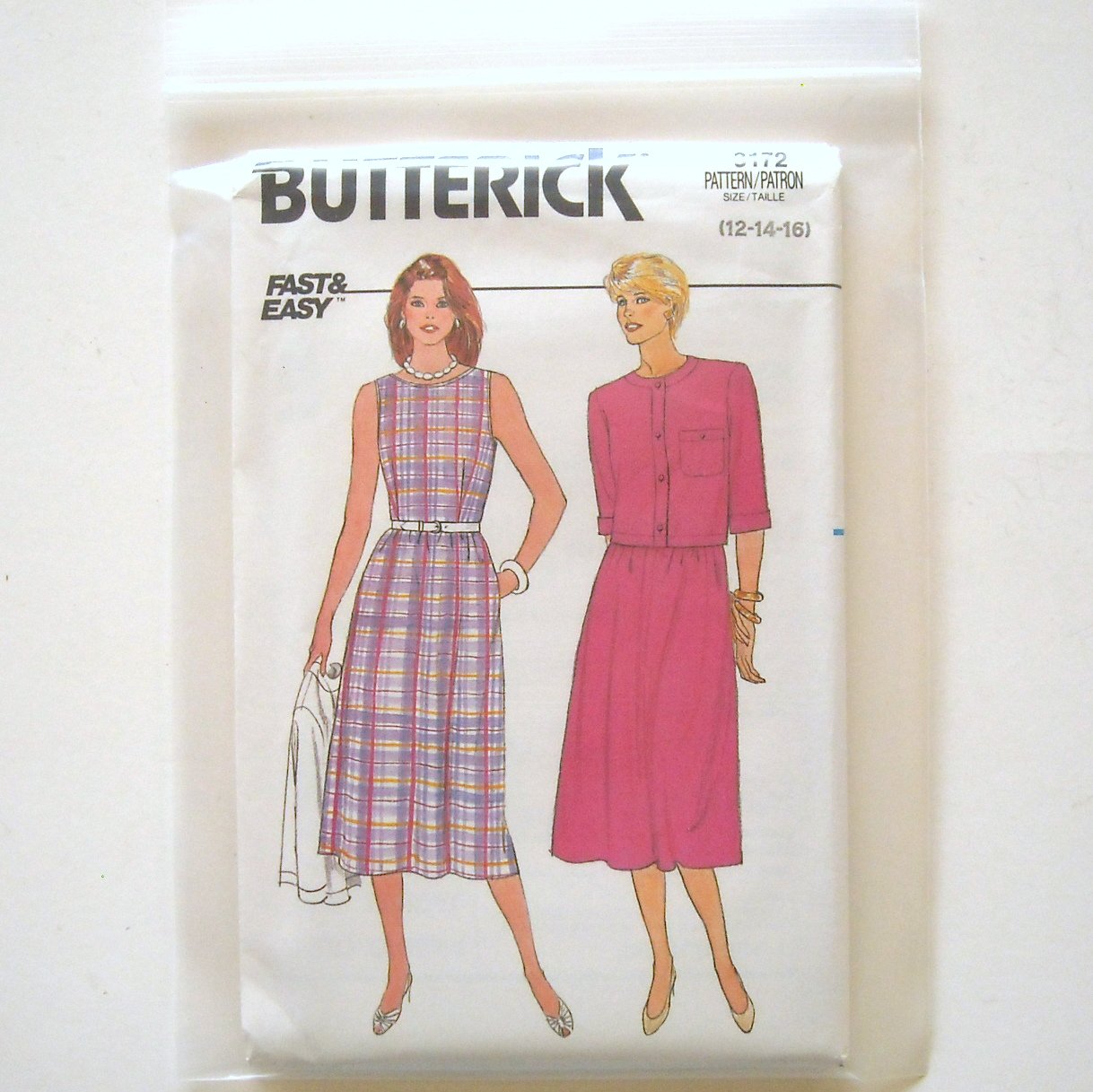Misses Jacket Dress Size 12 - 16 Vintage Butterick Sewing Pattern 3172