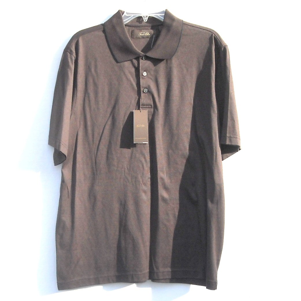 Tasso Elba Mens Short Sleeve 100% Cotton Brown Shirt Medium