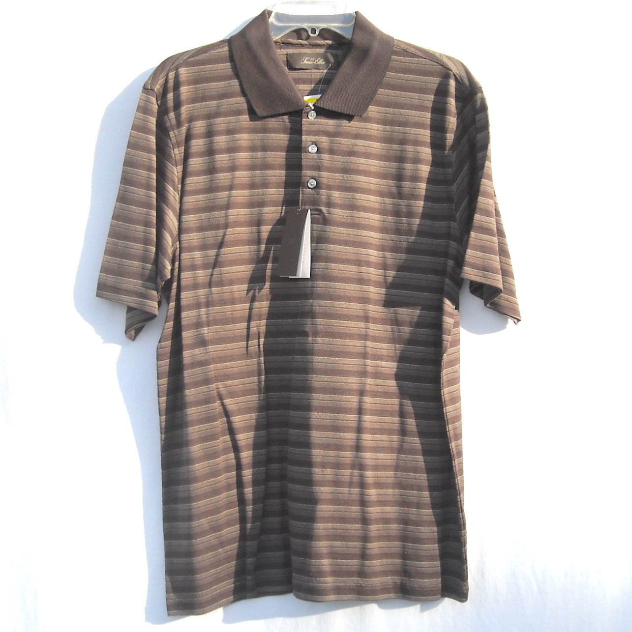 Tasso Elba Mens Short Sleeve 100% Cotton Striped Shirt Size M