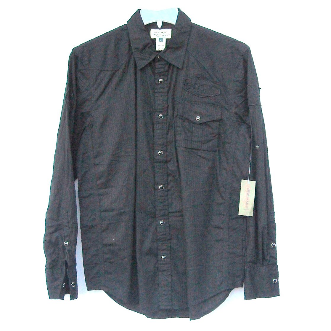 American Rag CIE Black Street Rod Cotton Young Mens Long Sleeve Shirt Size L