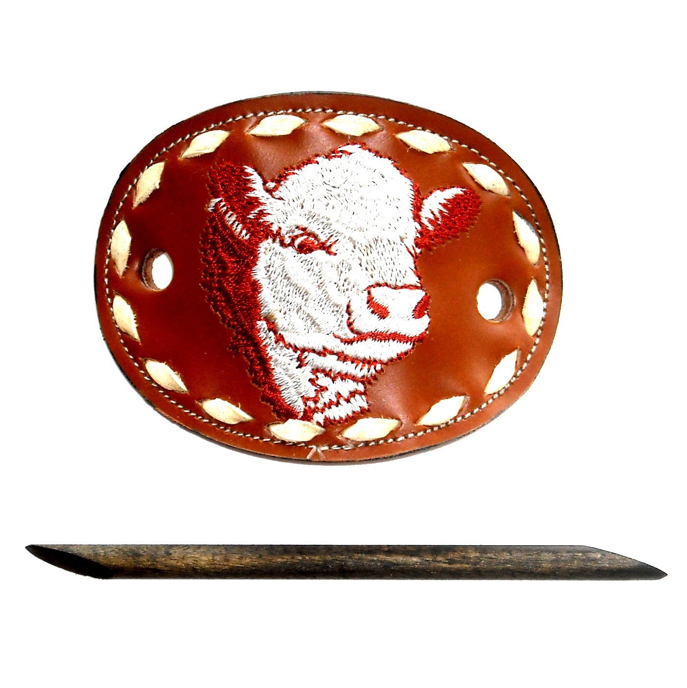 Red Leather Tony Lama Hair Barrette with Stick