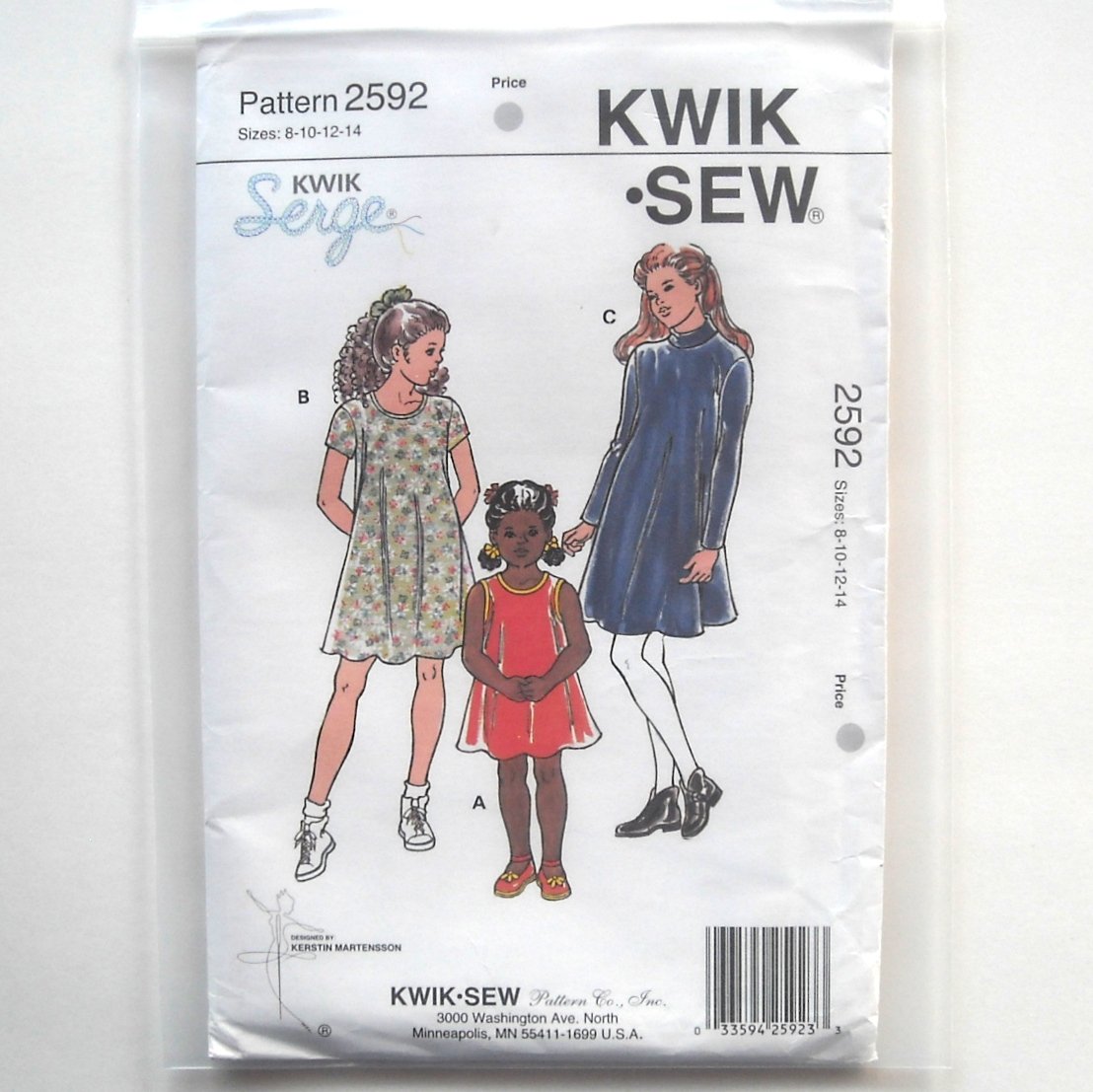 Girls Pullover Dress Kwik Sew Sewing Pattern 2592