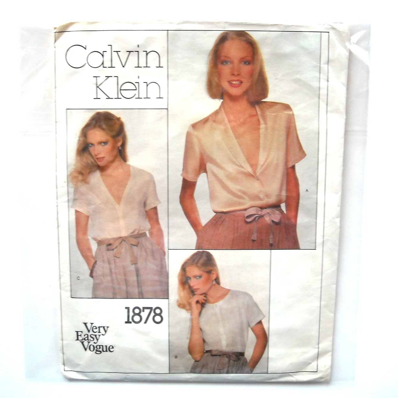 Vintage Misses Blouse Calvin Klein Vogue Sewing Pattern 1878