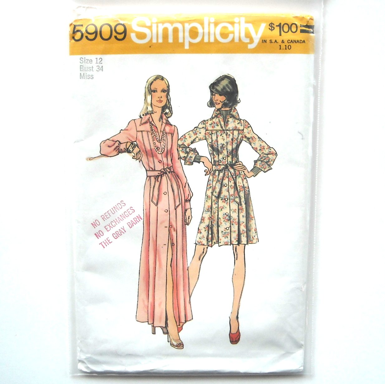 Misses Dresses Vintage Simplicity Sewing Pattern 5909