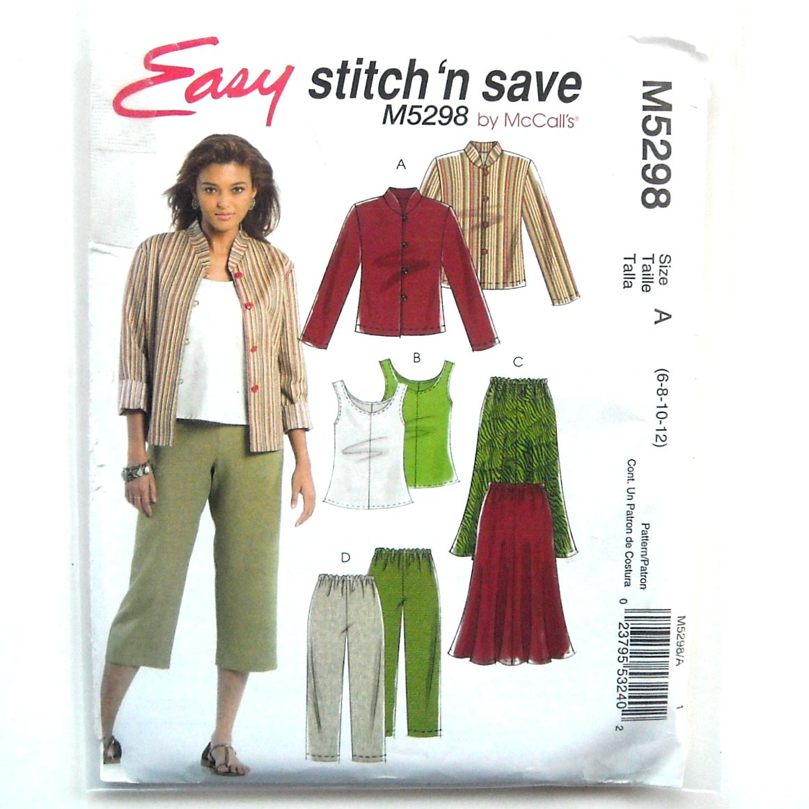 Miss Petite Unlined Jacket Top Skirt Pants McCalls Sewing Pattern M5298