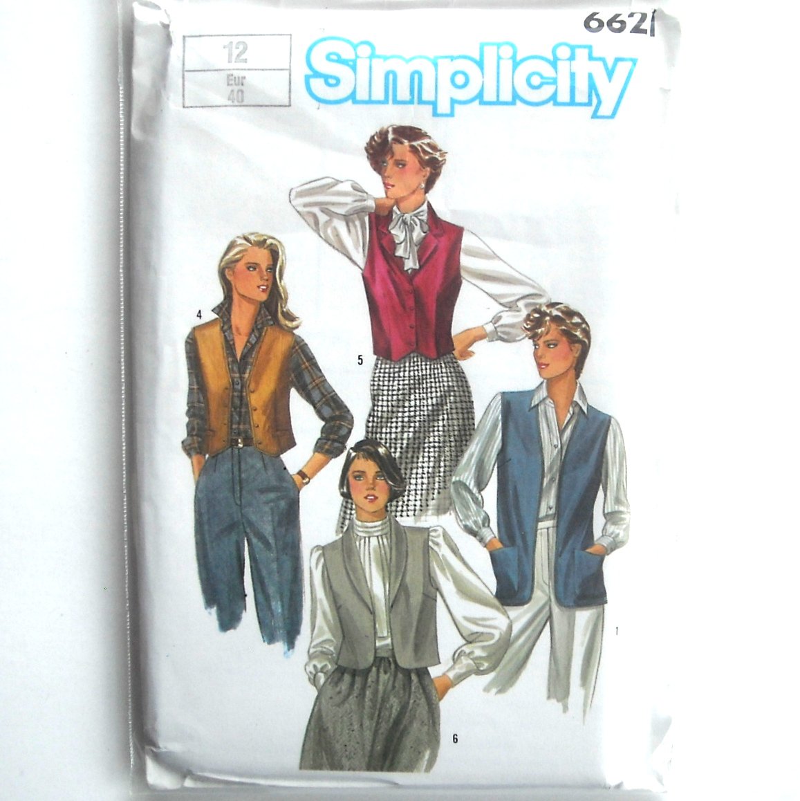 Misses Vests Vintage Simplicity Sewing Pattern 6621