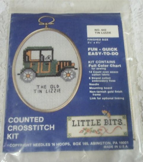 FREE SHIP - OLD TIN LIZZIE CROSS STITCH KIT