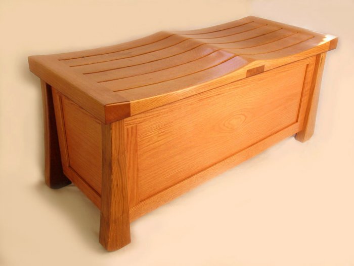 Venice Chest, solid oak trunk large bench recycled wood from wine fermentation barrels