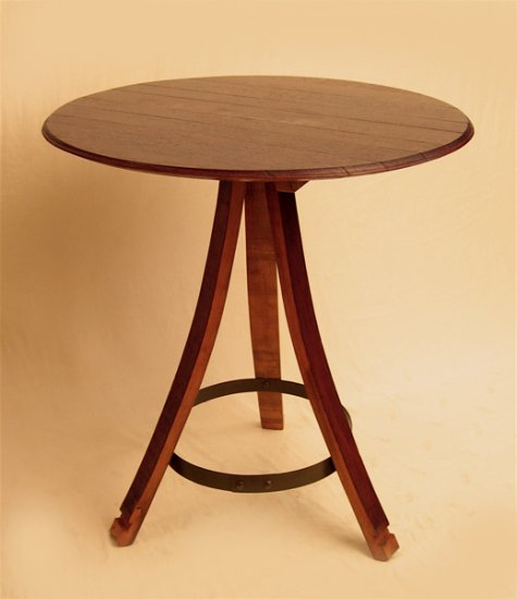 The Bistro round table, RECYCLED solid French white oak wine barrel