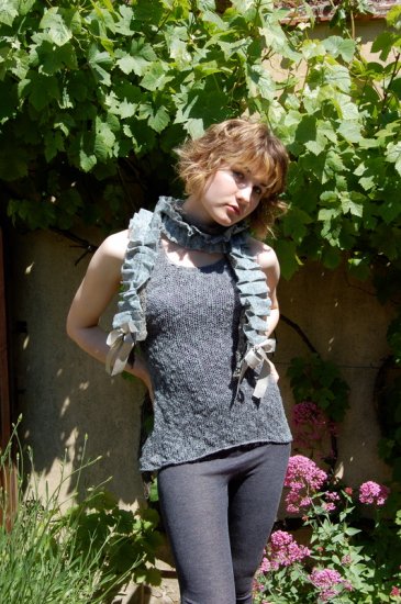 Fabulous hand dyed knitted top and scarf set