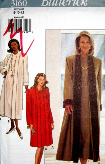 B3160 New Sewing Pattern Misses' Dramatic Duster & Dress Set Size 8 10 12