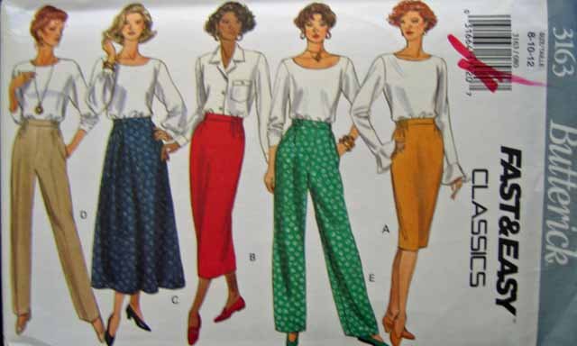 B3163 New Sewing Pattern Straight or Flared Skirt Skirt Flat Front Pant with Side Elastic Size 8 10