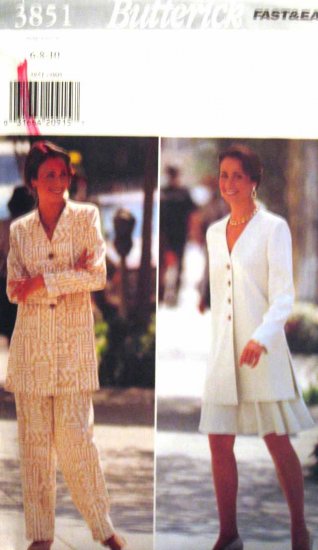 B3851 New Sewing Pattern Misses' Suit Set of Pant or Skirt with Long Jacket Size 6 8 10