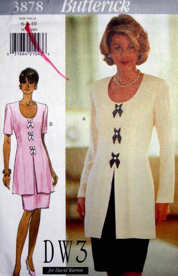 B3878 New Sewing Pattern Misses' 2-Piece Dress with Dramatic Jacket & Skirt Size 6 8 10