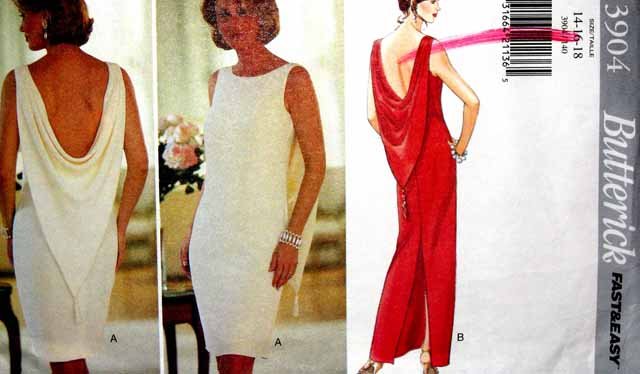 B3904 New Sewing Pattern Misses' Dramatic Draped Formal Evening Cocktail Dress Size 14 16 18
