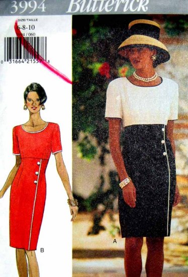 B3994 New Sewing Pattern Miss Classic Asymmetrical Color Block Dress Size 6 8 10 Career Drama