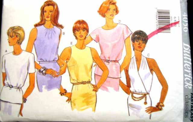 B4056 New Sewing Pattern Variations Sleeveless Blouse Extend Shoulder Shirt Halter Top Sz 6 8 10