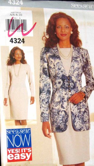 B4324 New Sewing Pattern Misses' Jacket & Sheath Dress Suit for Career or Work Size 6 8 10