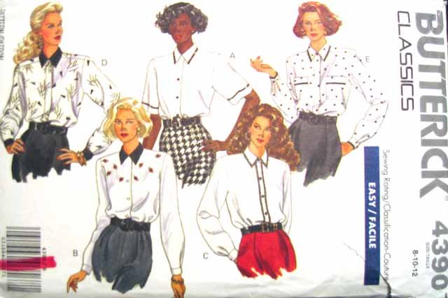 B4390 New Sewing Pattern Misses' Creative Ladies' Blouse Decorative Trim Options Size 8 10 12