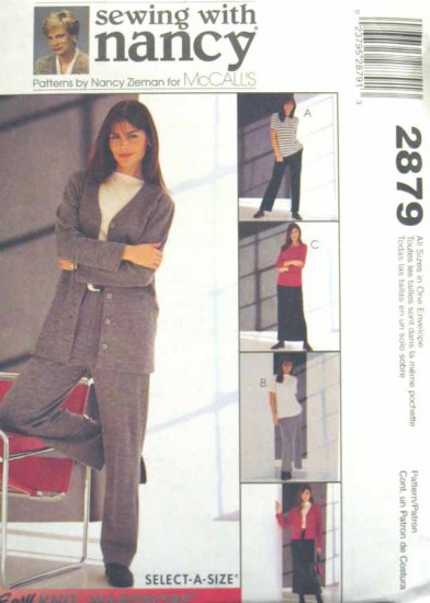 M2879 New Sewing Pattern Misses' Knits Jacket Top Pant Skirt Casual Career Size S M L XL