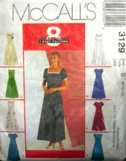 M3129 New Sewing Pattern Misses' Princess Seamed Dress Flared Variations Size 8 10 12