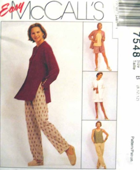 M7548 New Sewing Pattern Misses' Casual Wardrobe Jacket Tank Skirt Pant Short Size 8 10 12