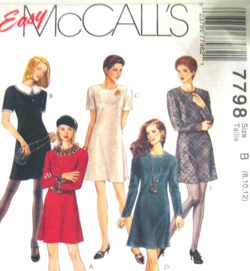 M7798 New Sewing Pattern Misses' Short Dress Simple Easy Fast Trendy size 8 10 12