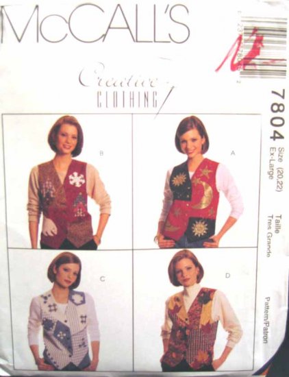 M7804 New Sewing Pattern Misses' Creative Quilt Applique Vest Craft Patchwork Design Size 4 6