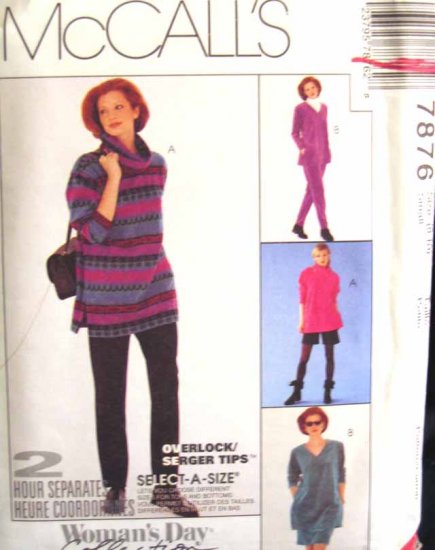 M7876 New Sewing Pattern Misses' Casual Knit Easy Serger Top Pant Skirt Short size 8 10