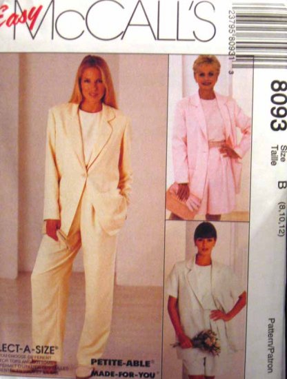 M8093 New Sewing Pattern Misses' Casual Wardrobe Jacket Top Pant Short Size 8 10 12