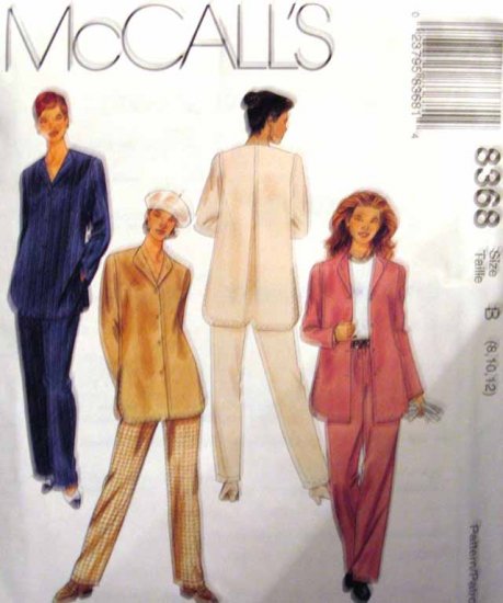 M8368 New Sewing Pattern Misses' Top Pant Swing Style Back Pleat Tunic Jacket Size 8 10 12