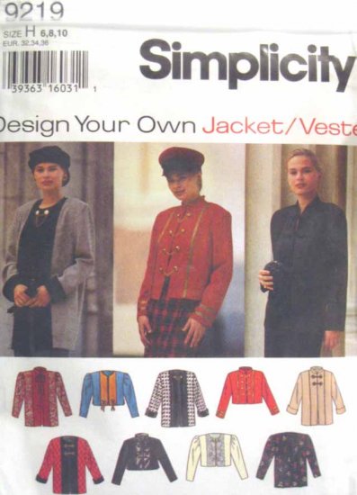 S9219 New Sewing Pattern Misses' Design A Jacket Cardigan Creative Craft Styles Size 6 8 10