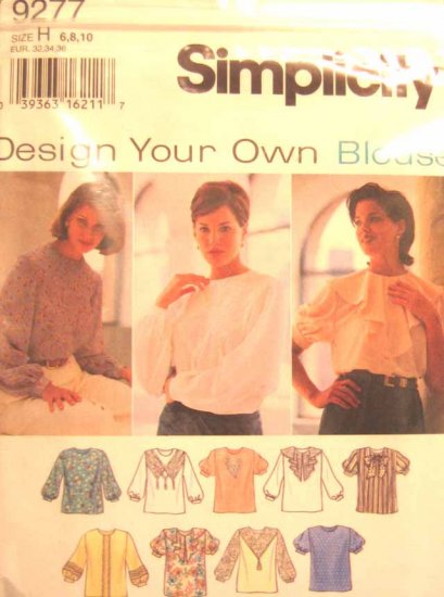 S9277 New Sewing Pattern Misses' Design Your Own Blouse Shirt Top Creative Craft Size 6 8 10