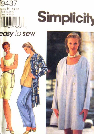 S9437 New Sewing Pattern Misses Casual Wardrobe Jacket Vest Top Pants Size 6 8 10
