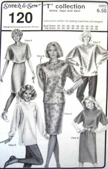 SS120 New Sewing Pattern Knits Dress Top Skirt Sweater Option Fleece 30 32 34 36 38 40 42 44 46