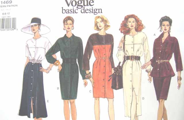 V1469 New Sewing Pattern Misses' Easy Vogue Yoked Dress Top Skirt Size 6 8 10