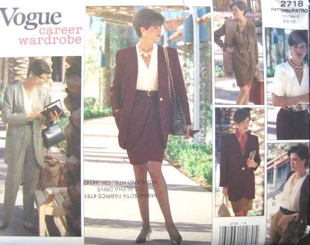 V2718 New Sewing Pattern Misses Career Wardrobe SarongWrap Skirt Jacket Pants Wrap Top 6 8 10