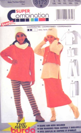 Burda 3172 New Sewing Pattern Kid Girls Child Top Vest Pant Skirt Size 8 10 12 14 16