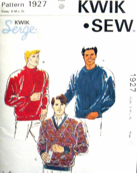 K1927 New Sewing Pattern Men's Knit Sweater Shirt Size S M L XL