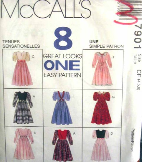 M7901 New Sewing Pattern Child Girl Dress Vary Options size 2 3 4