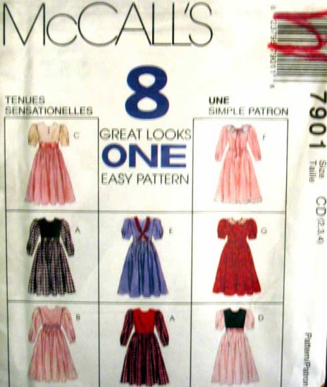 M7901 New Sewing Pattern Child Girl Dress Vary Options size 4 5 6