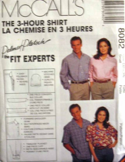 M8082 New Sewing Pattern Misses' Men's Teen's Classic Unisex Shirt Blouse Chest 32 34