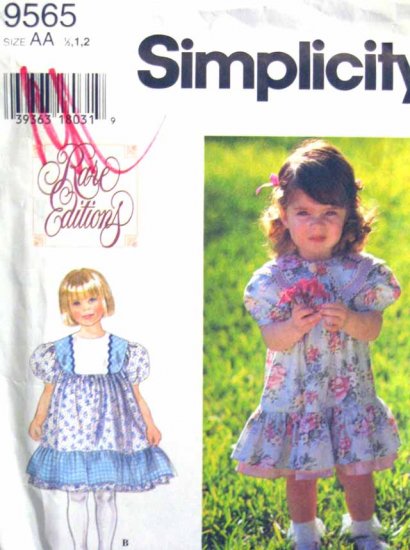 S9565 New Sewing Pattern Kid Girl Dress Ruffle Size 1/2, 1, 2
